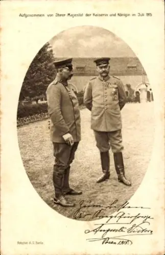 Passepartout Ak Kaiser Wilhelm II., Generalfeldmarschall Paul von Hindenburg, Posen 1915