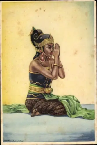 Künstler Ak Indonesien, Tänzerin in Tracht