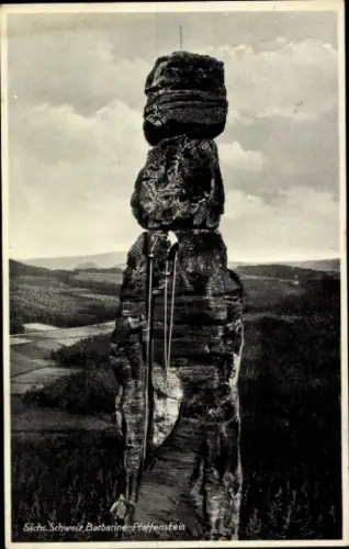 Ak Königstein an der Elbe Sächsische Schweiz, Kletterer an der Barbarine, Pfaffenstein
