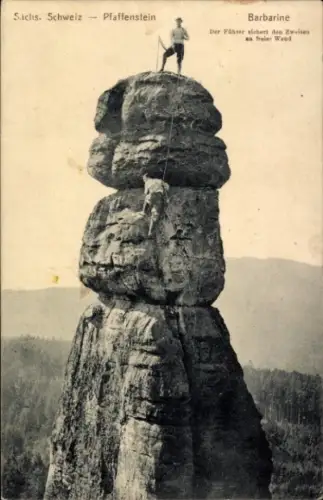 Ak Königstein an der Elbe Sächsische Schweiz, Bergsteiger, Barbarine, Pfaffenstein