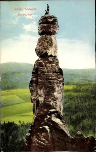Ak Königstein an der Elbe Sächsische Schweiz, Kletterer auf der Barbarine