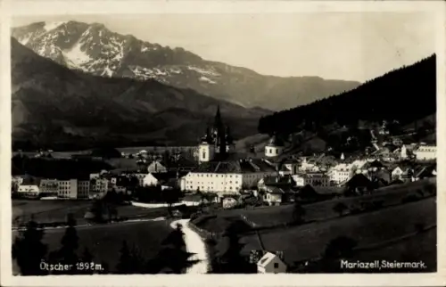 Ak Mariazell Steiermark, Ötscher 1892m,  Steiermark, Berge, Kirche, Landschaft