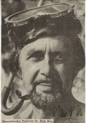 Ak Meeresforscher Professor Dr. Hans Hass, Portrait, Taucherbrille, Autogramm
