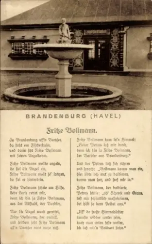 Ak Brandenburg an der Havel,  Frizze Bollmann, Brunnen, Gedicht