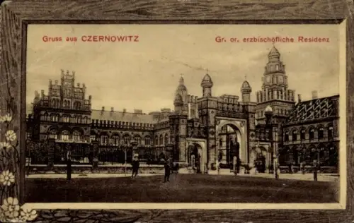 Ak Czernowitz Tschernowitz Cernăuți Ukraine, Gruss aus  erzbischöfliche Residenz,  Architektur