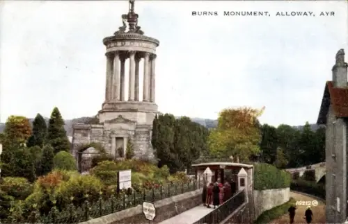 Ak Ayr Schottland, Burns Monument,  Denkmal, Natur, Menschen