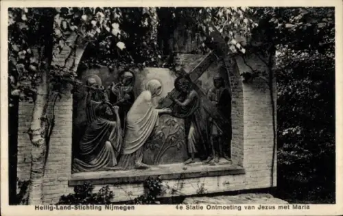 Ak Nijmegen Gelderland, Relief von Jesus und Maria, Heilig-Land-Stichting  4. Statie