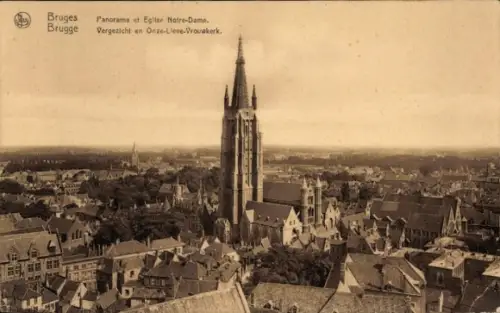 Ak Bruges Brügge Flandern Westflandern, Panorama von  Eglise Notre-Dame, Onze-Lieve-Vrouwkerk