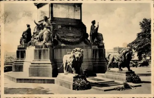 Ak Bruxelles Brüssel, Denkmal mit Löwen, Statue, Gedenktafel, Brüssel
