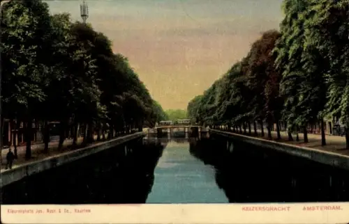 Ak Amsterdam Nordholland Niederlande, Kanalansicht, Bäume, Brücke, Keizersgracht, Amsterdam