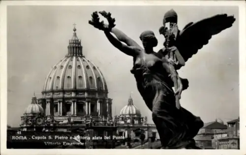 Ak Vatikan Rom Lazio, St. Petersdom, Engel mit Kranz, Vittorio Emanuele