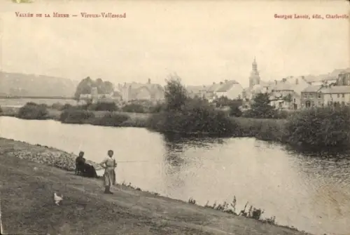 Ak Vireux Wallerand Ardennes, Uferpartie an der Meuse