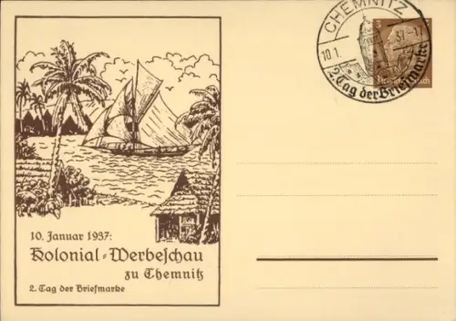 Ak Chemnitz, Kolonial Werbeschau 10 Januar 1937