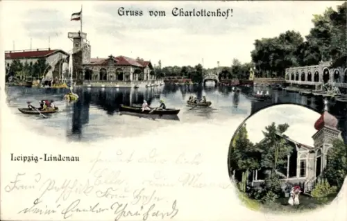 Litho Leipzig Lindenau, Charlottenhof, Teich