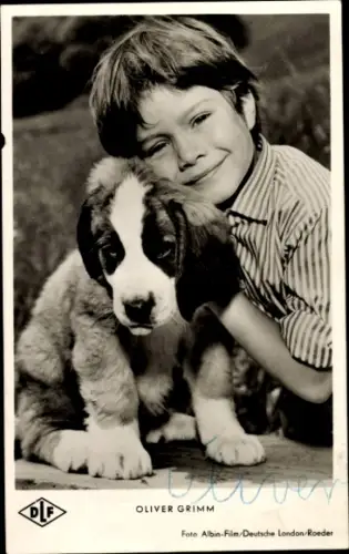 Ak Schauspieler Oliver Grimm in Frühlingslied mit Bernhardiner Welpen