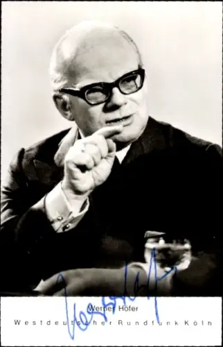 Ak Journalist und Fernsehmoderator Werner Höfer, Portrait, Westdeutscher Rundfunk Köln, Autogramm