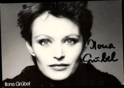 Autogrammkarte Schauspielerin Ilona Grübel, Portrait, Autogramm