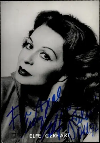 Autogrammkarte Schauspielerin Elfe Gerhardt, Portrait, Autogramm