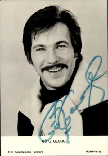 Autogrammkarte Schauspieler Götz George, Portrait, Autogramm