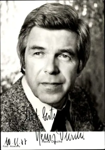 Autogrammkarte Schauspieler Heinz Drache, Portrait, Autogramm