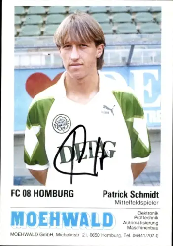 Autogrammkarte Fußballer Patrick Schmidt, FC Homburg, Autogramm