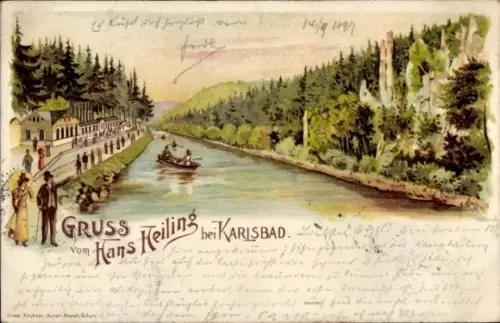 Litho Karlovy Vary Karlsbad Stadt, Hans Heiling, Fluss