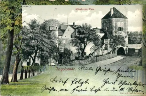 Passepartout Ak Ingolstadt an der Donau Oberbayern, Altes Schloss, Münzberger Tor
