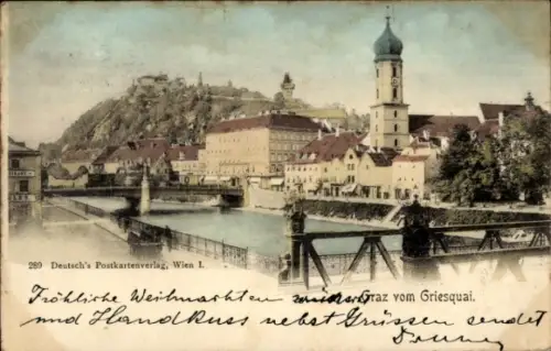 Ak Graz Steiermark, Stadtansicht vom Griesquai aus