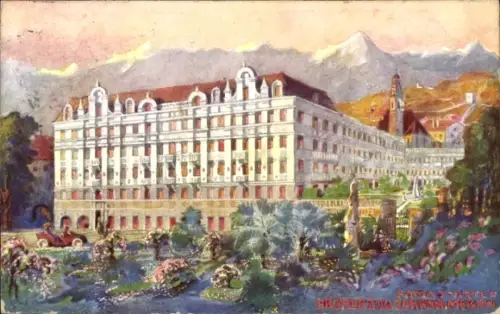 Künstler Ak  Meran Merano Südtirol, Hotel Erzherzog Johann