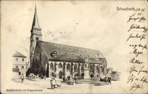 Künstler Ak Felle, Eugen, Schwabach in Mittelfranken Bayern, Stadtpfarrkirche, Kriegerdenkmal
