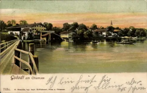 Ak Gstadt am Chiemsee, Teilansicht, Blick vom Steg