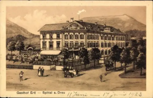 Künstler Ak Spittal an der Drau Kärnten, Gasthof Ertl