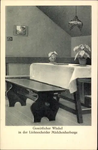 Ak Lüdenscheid im Märkischen Kreis, Mädchenherberge, Gemütlicher Winkel