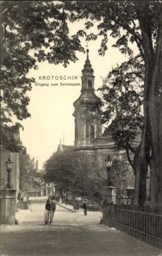 Ak Krotoszyn Krotoschin Posen, Eingang zum Schlosspark