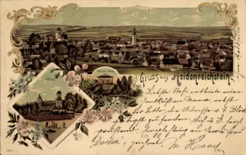 Mondschein Litho Heidenreichstein Niederösterreich, Totalansicht, Schloss