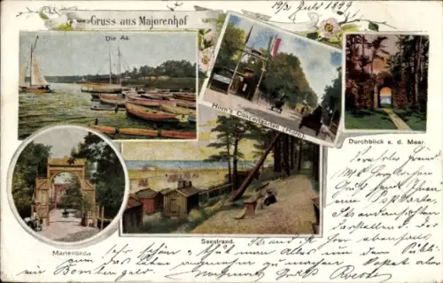 Ak Majori Majorenhof Jūrmala Riga Strand Lettland, Marienbad, Durchblick zum Meer, Seestrand