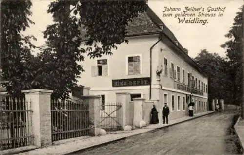 Ak Weidling Klosterneuburg in Niederösterreich, Johann Zeilners Gasthof zum goldenen Strauss