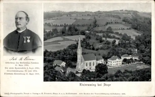Ak Kleinraming St. Ulrich bei Steyr Oberösterreich, Panorama, Kirche
