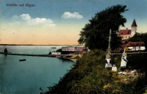 Ak Altefähr auf Rügen, Uferpartie