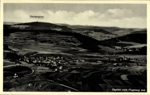 Ak Dapfen Gomadingen in Württemberg, Landschaftsaufnahme, Sternbergturm,  Flugzeugperspektive