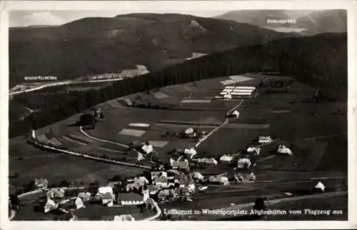 Ak Schluchsee im Schwarzwald, Luftkurort, Wintersportplatz, Altglashütten, Flugaufnahme, Windfall