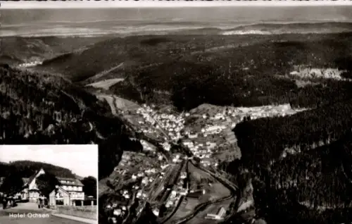 Ak Höfen an der Enz Schwarzwald, Luftaufnahme von Hotel Ochsen, Schwarzwald, Ortsteil Höfen, Land