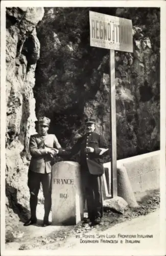 Ak Ventimiglia Liguria, Ponte San Luigi, Frontiera Italiana, Französisch Italienische Grenze