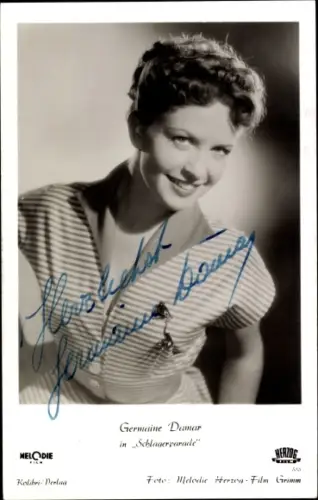 Ak Schauspielerin Germaine Damar, Portrait, Autogramm, Schlagerparade