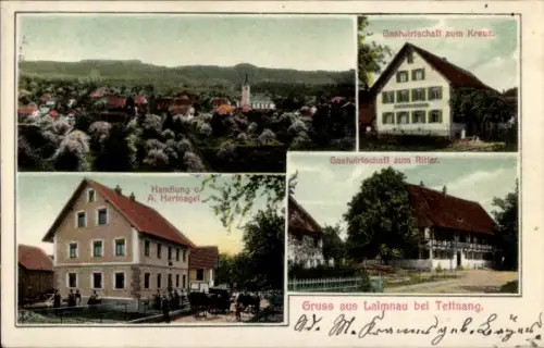 Ak Laimnau Tettnang in Württemberg, Gastwirtschaft zum Kreuz, Zum Ritter, Geschäft A. Hertnagel