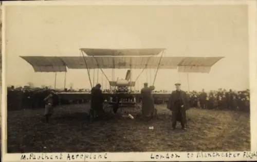 Foto Ak M. Paulhans-Flugzeug, Flug von London nach Manchester