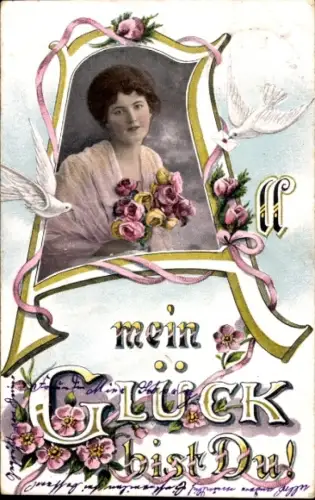 Passepartout Ak Frau-Porträt, Mein Glück bist du