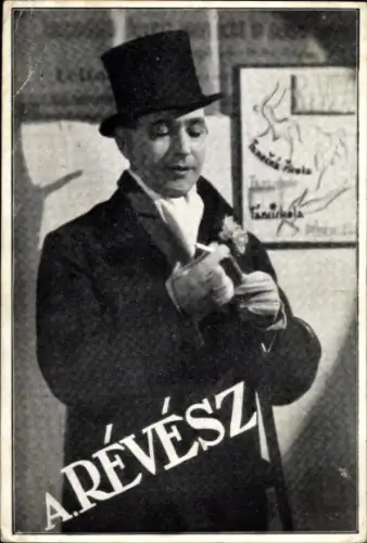Ak A. Revesz, Rauchender Mann, Zylinder