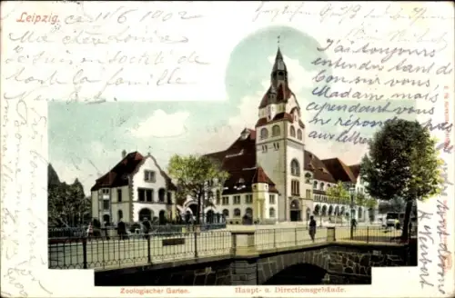 Ak Leipzig, Zoologischer Garten, Haupt- und Direktionsgebäude