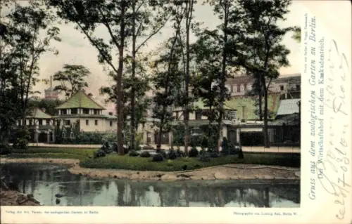 Ak Berlin Tiergarten, Zoologischer Garten, Wirtschaftshof mit dem Kaskadenteich